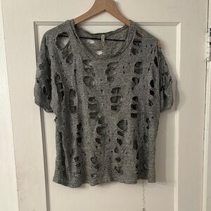Emma & Sam Distressed Gray Short Sleeve Tee